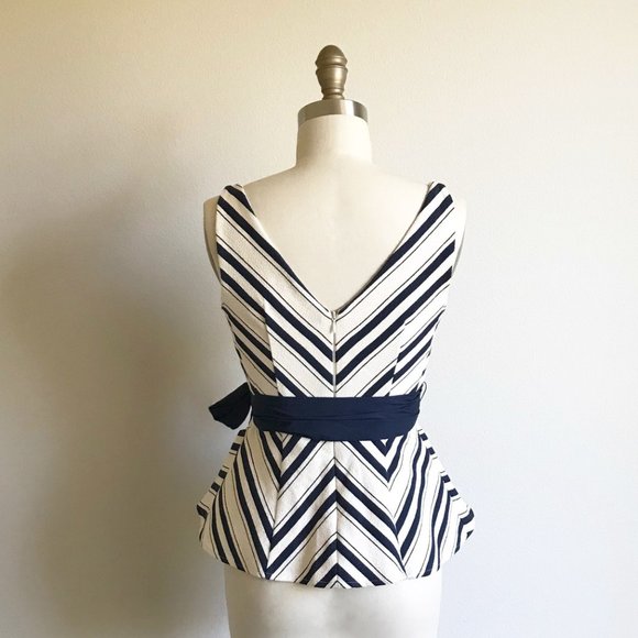 🚫SOLD🚫 Anthropologie Chevron Striped Peplum Top - Picture 3 of 7